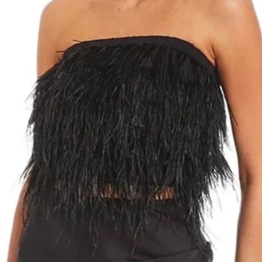 Gianni Bini Anna Black Feathered Top